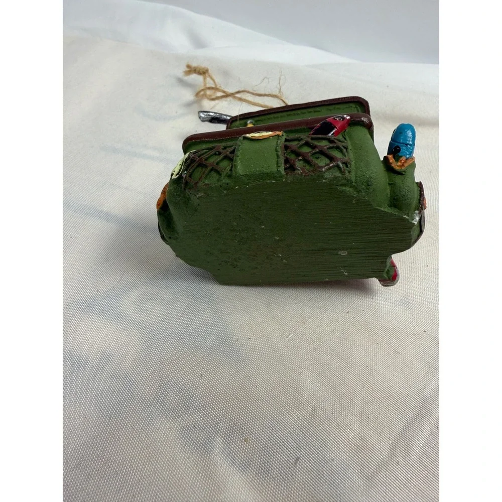 Fishing Tackle Box Christmas Ornament Resin Lures Reel Rod Cabin Decor Green